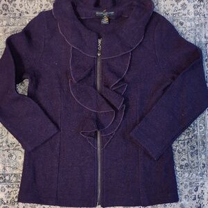 Vintage 100% Boiled Wool Ruffle Jacket By Elena Solano